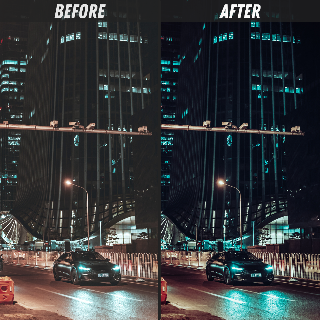 Urban Light Night Lightroom Presets Before and After 9